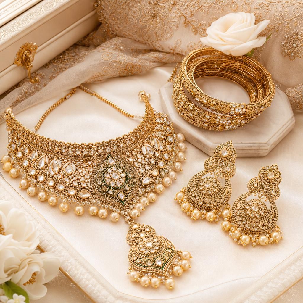 Full Kundan Bangle Set