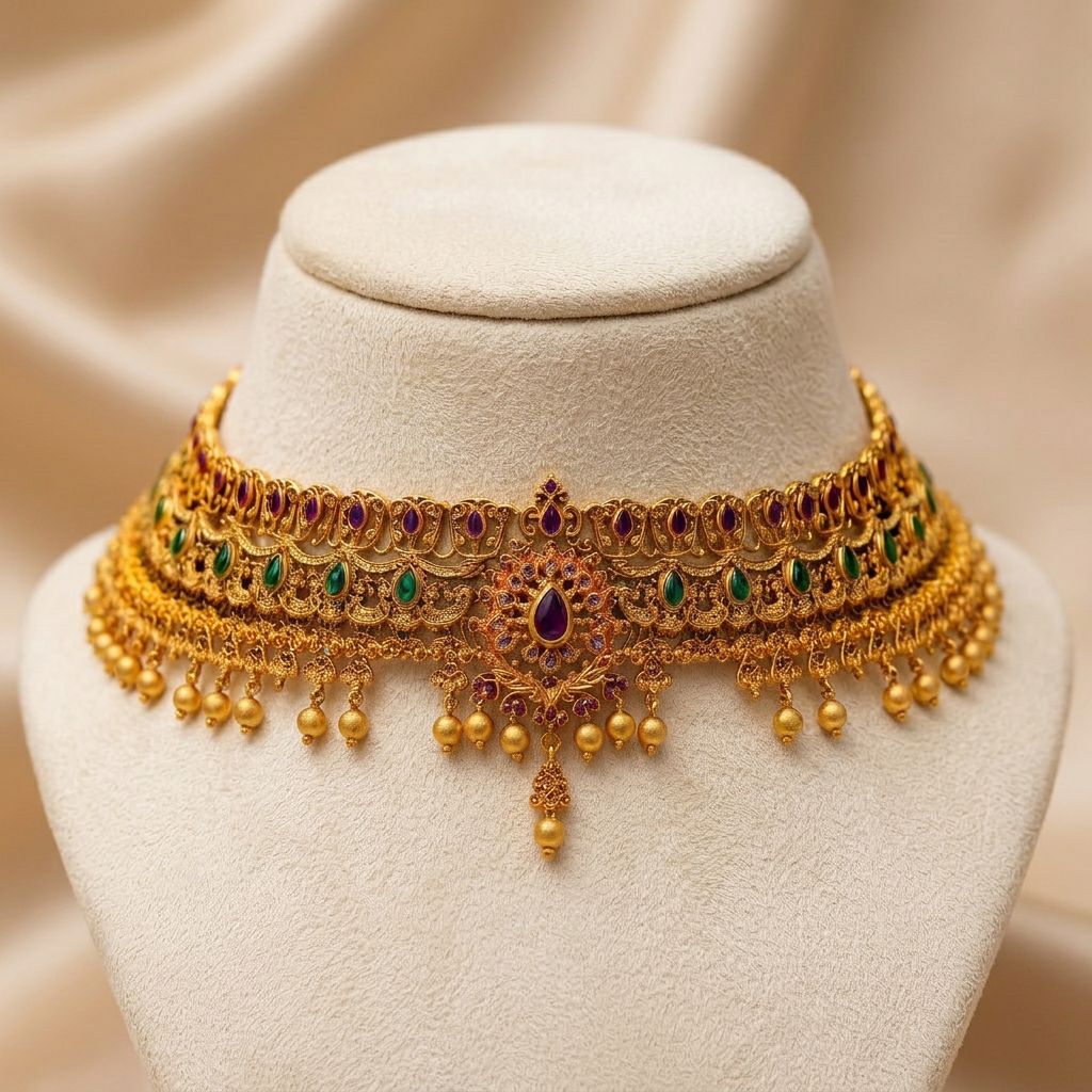 Emerald Meenakari Choker